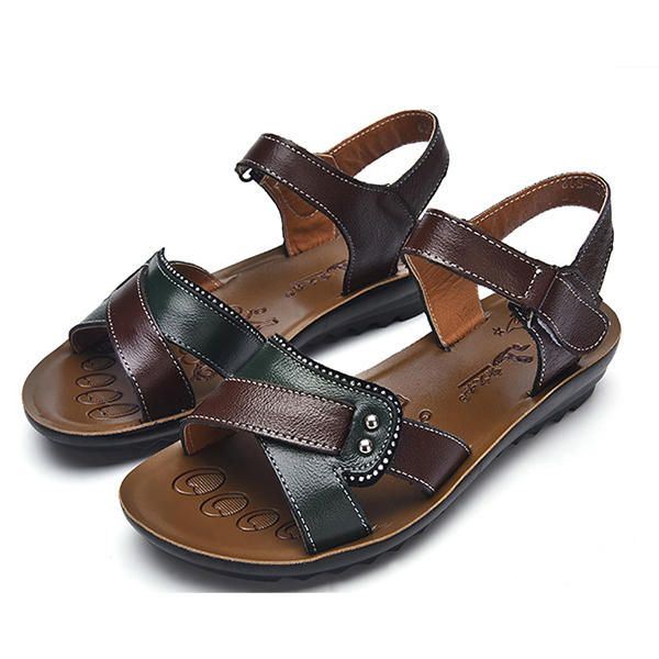 Dames Leren Casual Comfortabele Platte Sandalen