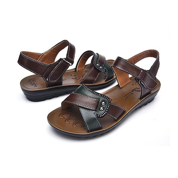 Dames Leren Casual Comfortabele Platte Sandalen