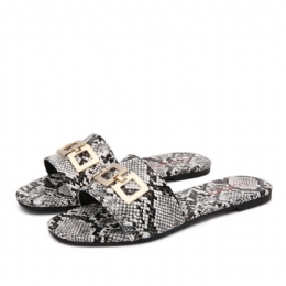 Dames Metalen Gesp Decoratie Casual Slide Sandalen