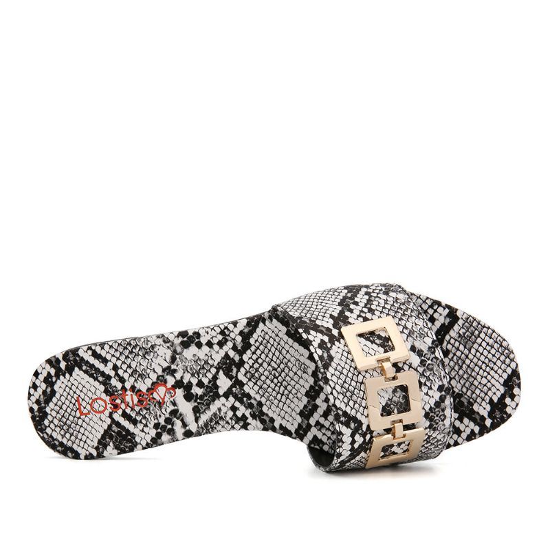 Dames Metalen Gesp Decoratie Casual Slide Sandalen