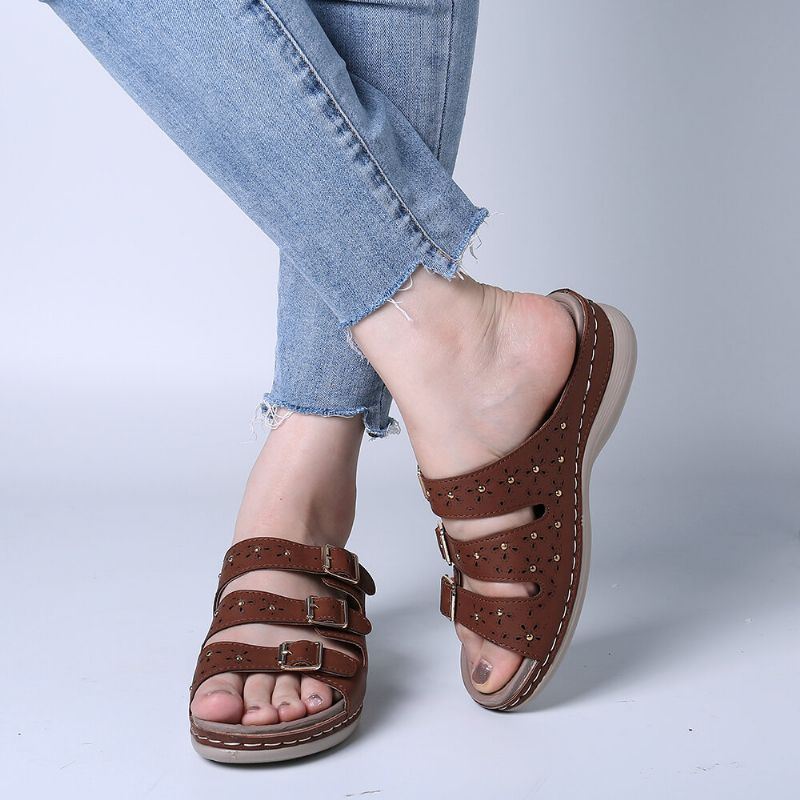 Dames Open Teen Gesp Strand Wedges Casual Slide Sandalen