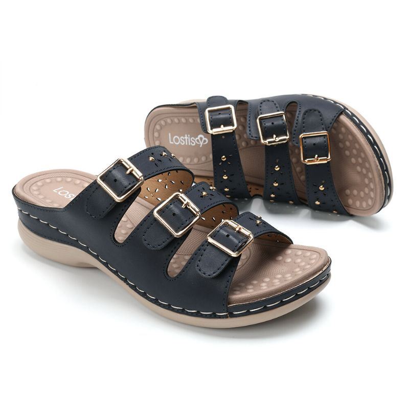 Dames Open Teen Gesp Strand Wedges Casual Slide Sandalen