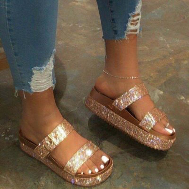 Dames Open Teen Rhinestoen Comfy Party Platform Sandalen