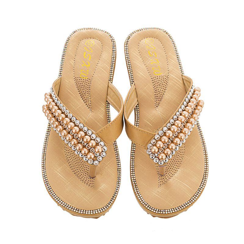 Dames Strass Band Clip Teen Flats Sandalen