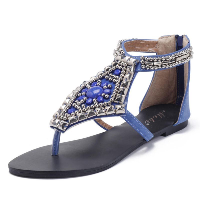 Dames Strass Clip Toe Hollow Out Rits Strand Sandalen