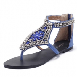 Dames Strass Clip Toe Hollow Out Rits Strand Sandalen