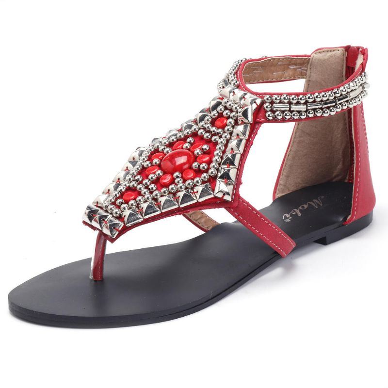 Dames Strass Clip Toe Hollow Out Rits Strand Sandalen