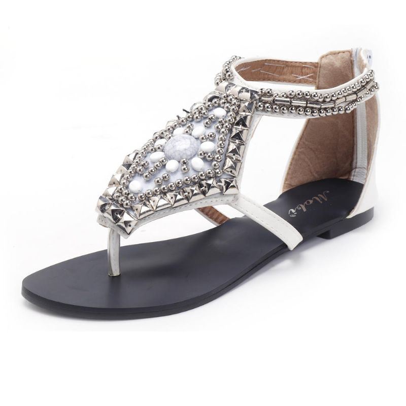 Dames Strass Clip Toe Hollow Out Rits Strand Sandalen