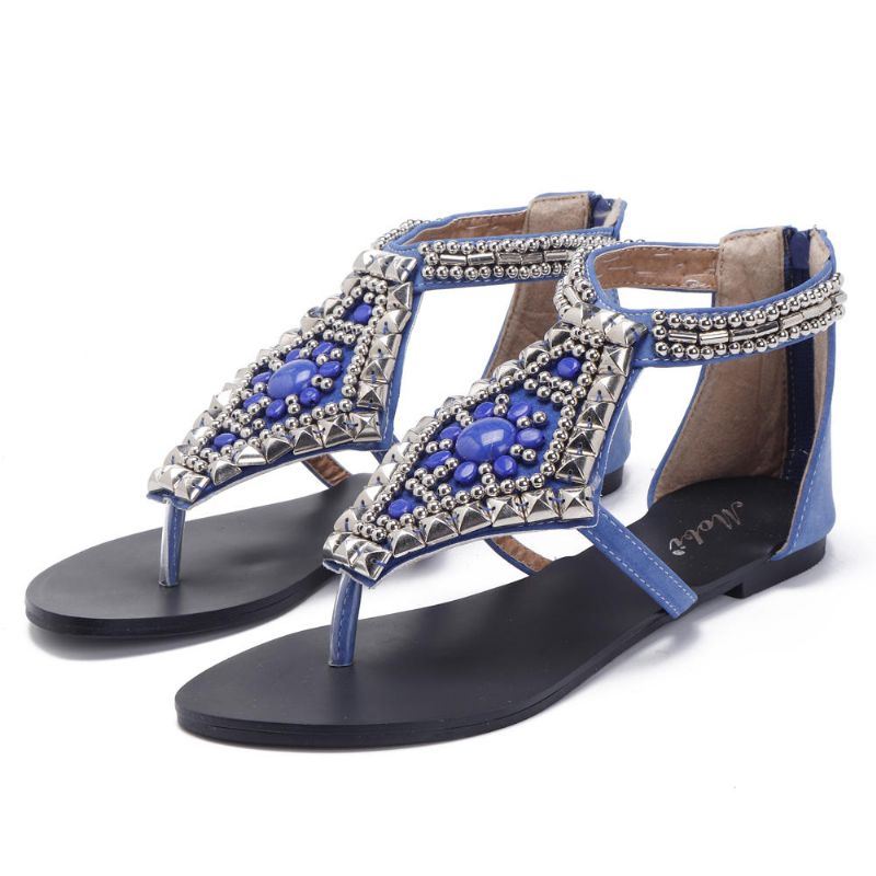 Dames Strass Clip Toe Hollow Out Rits Strand Sandalen