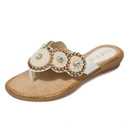 Dames Strass Decor Clip Teen Flats Sandalen