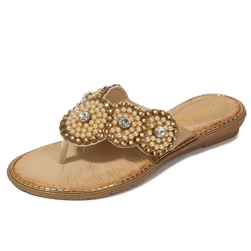 Dames Strass Decor Clip Teen Flats Sandalen