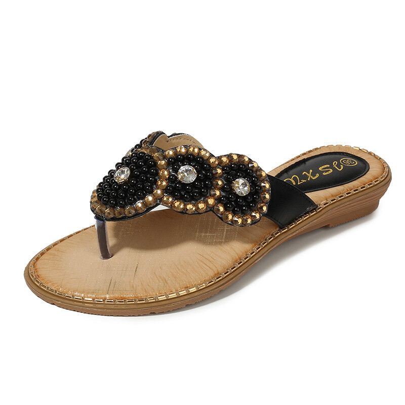 Dames Strass Decor Clip Teen Flats Sandalen