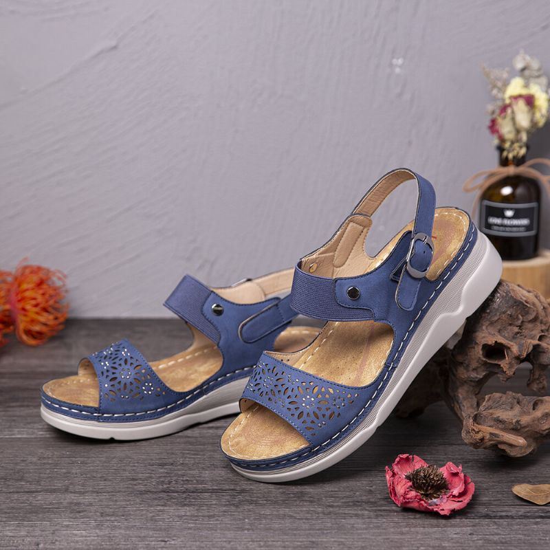 Dames Strass Hollow Elastische Band Comfy Casual Sandalen