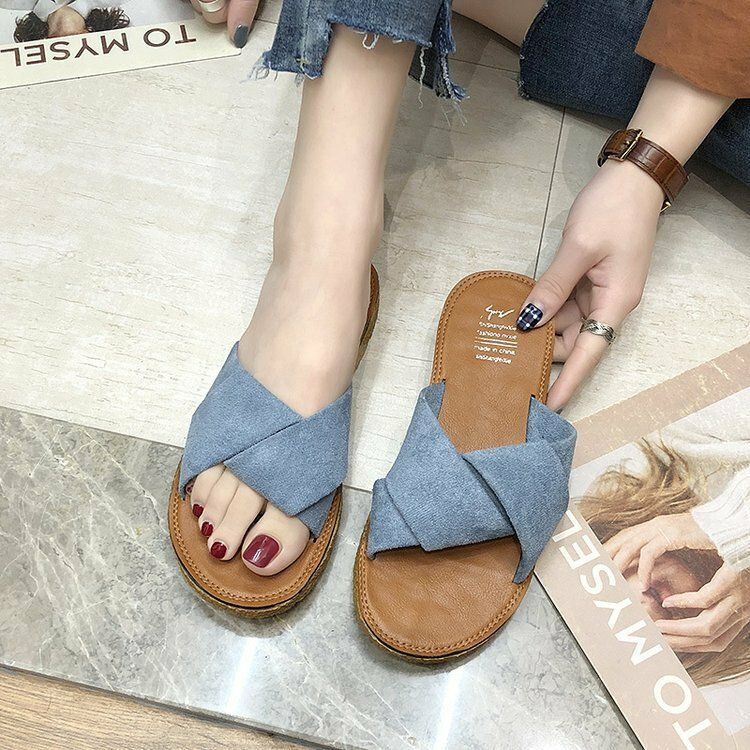 Dames Suede Casual Effen Kleur Comfortabele Bodem Outdoor Slide Sandalen