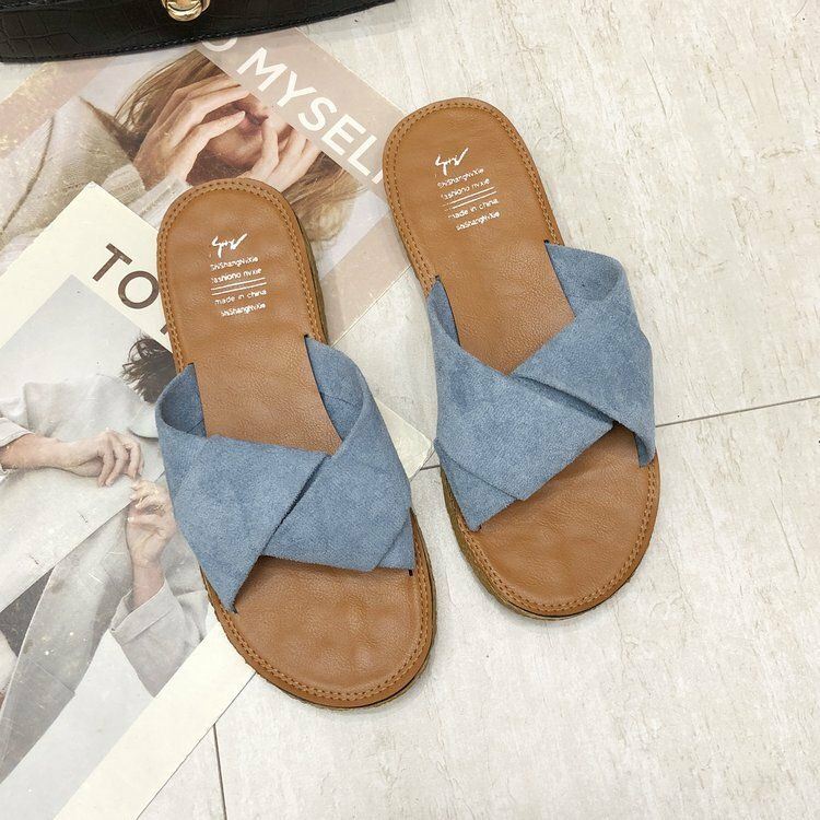 Dames Suede Casual Effen Kleur Comfortabele Bodem Outdoor Slide Sandalen