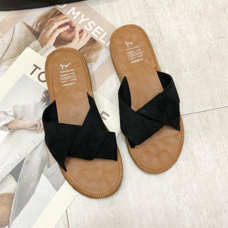 Dames Suede Casual Effen Kleur Comfortabele Bodem Outdoor Slide Sandalen