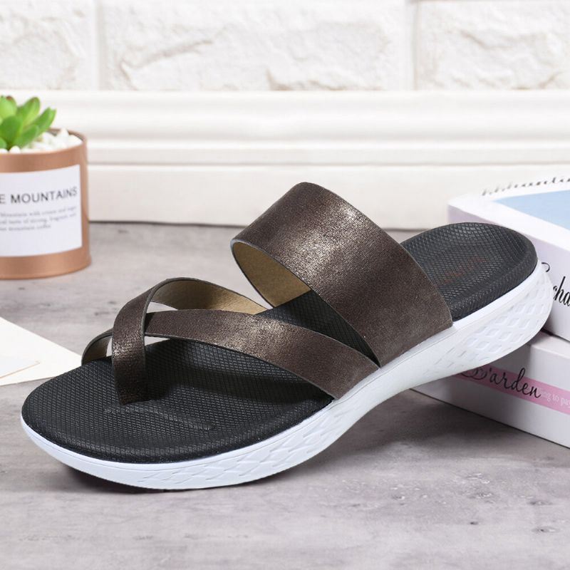 Dames Teen Ring Slip Op Zachte Zool Casual Zomer Platte Sandalen