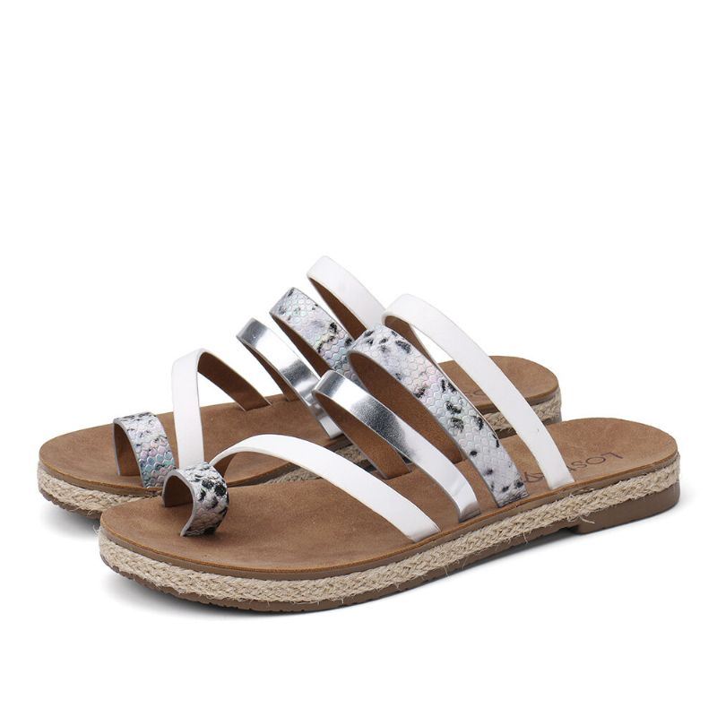 Dames Teenring Strappy Slip On Comfy Casual Sandalen