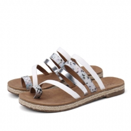 Dames Teenring Strappy Slip On Comfy Casual Sandalen