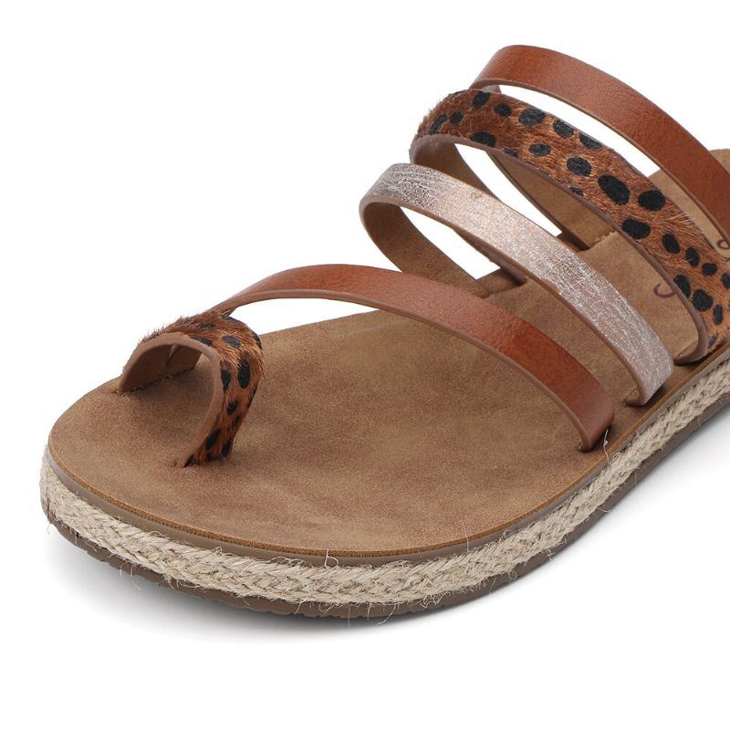 Dames Teenring Strappy Slip On Comfy Casual Sandalen