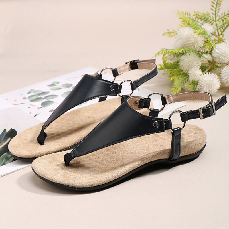 Dames Teenslippers Met Metalen Gesp Casual Platte Slingback-sandalen