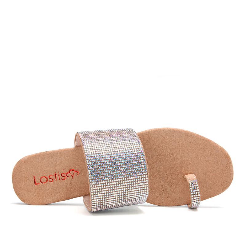 Dames Toe Ring Strass Toevallige Sandalen