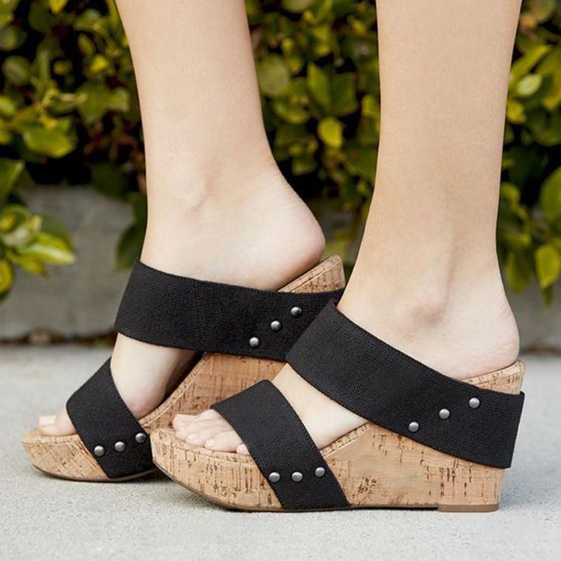 Dames Toevallige Sandalen Met Peep Toe En Halfhoge Hakken