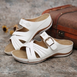 Dames Uitgehold Ademend Open Teen Gesp Zomer Casual Wedge Sandalen