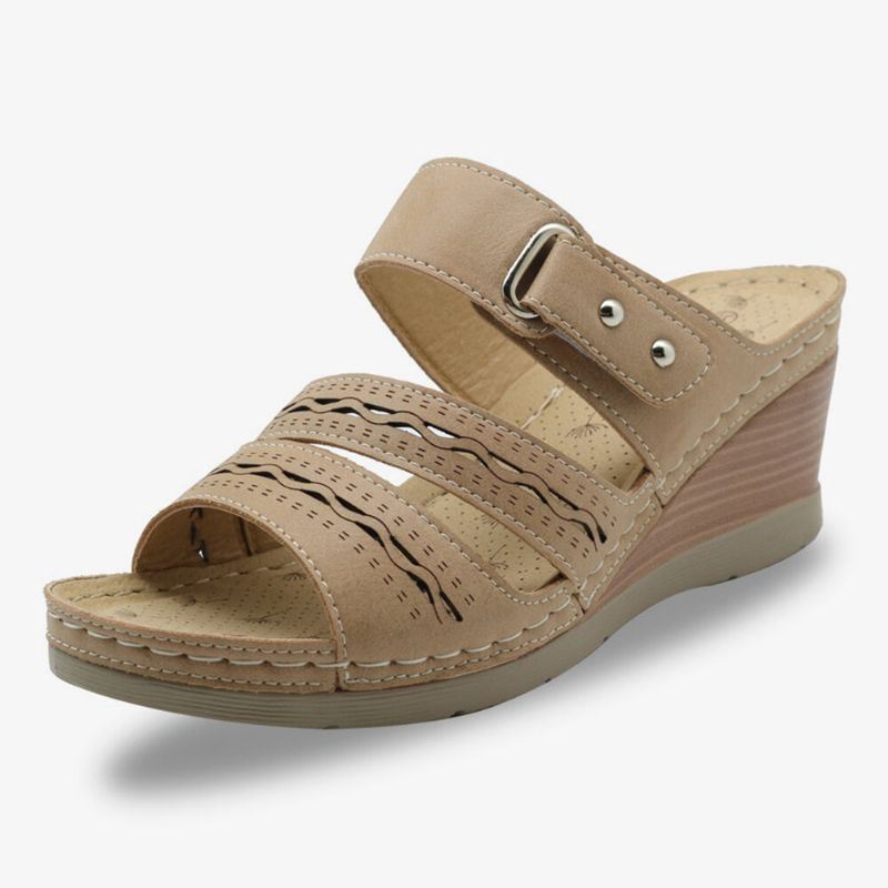 Dames Uitgehold Ademend Verstelbare Klittenband Open Teen Zomer Casual Wedge Sandalen