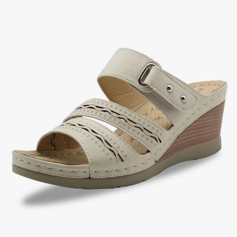 Dames Uitgehold Ademend Verstelbare Klittenband Open Teen Zomer Casual Wedge Sandalen