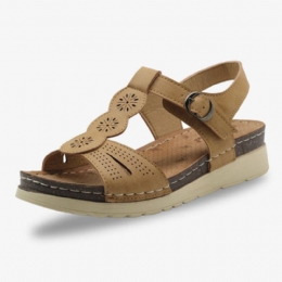 Dames Uitgehold Ademende Open Teen Gesp Casual Zomer Wedge Sandalen