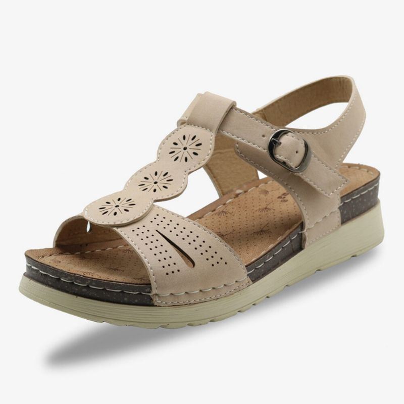 Dames Uitgehold Ademende Open Teen Gesp Casual Zomer Wedge Sandalen