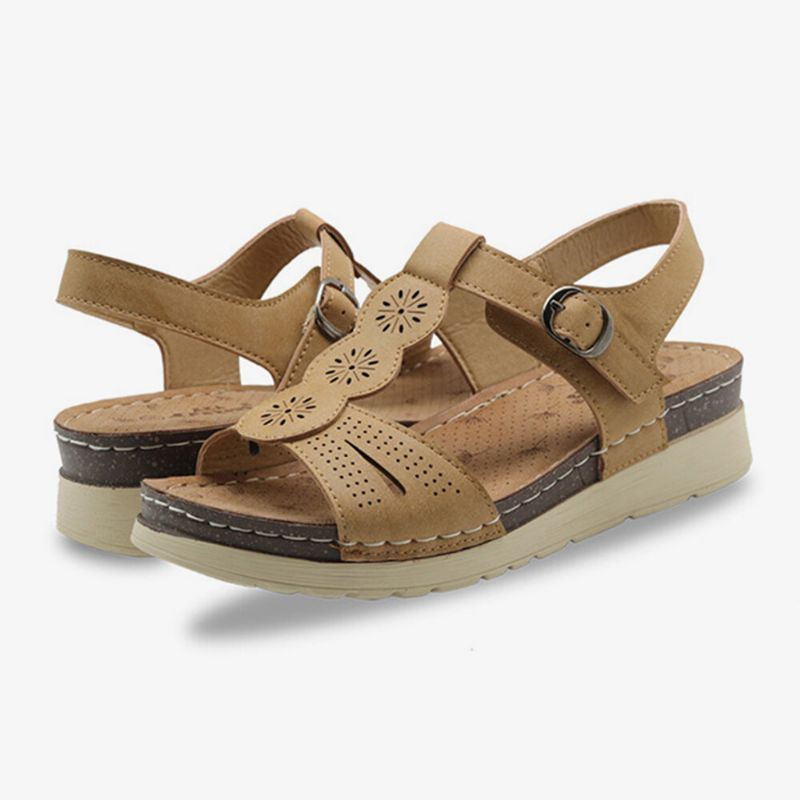 Dames Uitgehold Ademende Open Teen Gesp Casual Zomer Wedge Sandalen