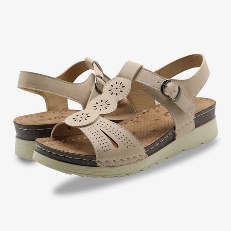 Dames Uitgehold Ademende Open Teen Gesp Casual Zomer Wedge Sandalen