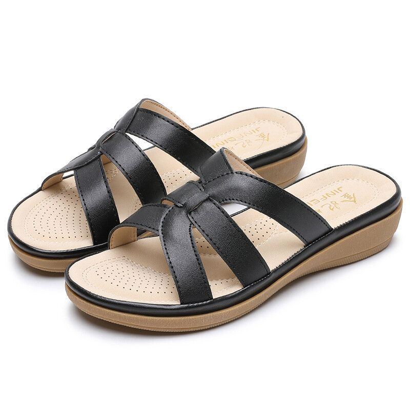 Dames Uitgesneden Ademende Draagbare Comfortabele Casual Strand Wedges Sandalen