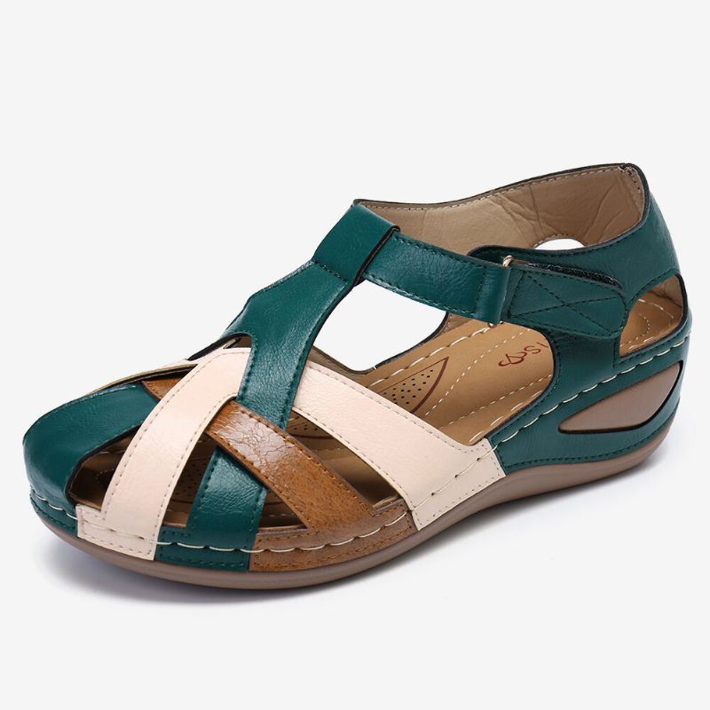 Dames Uitgesneden Kleurblok Verstelbare Band Casual Zomer Wedge Sandalen