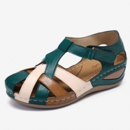 Dames Uitgesneden Kleurblok Verstelbare Band Casual Zomer Wedge Sandalen