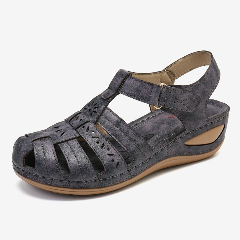 Dames Uitgesneden Klittenband Ademende Comfortabele Casual Wedge Sandalen