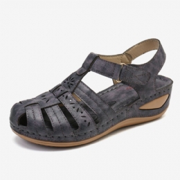 Dames Uitgesneden Klittenband Ademende Comfortabele Casual Wedge Sandalen