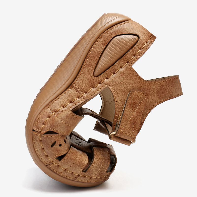 Dames Uitgesneden Klittenband Ademende Comfortabele Casual Wedge Sandalen