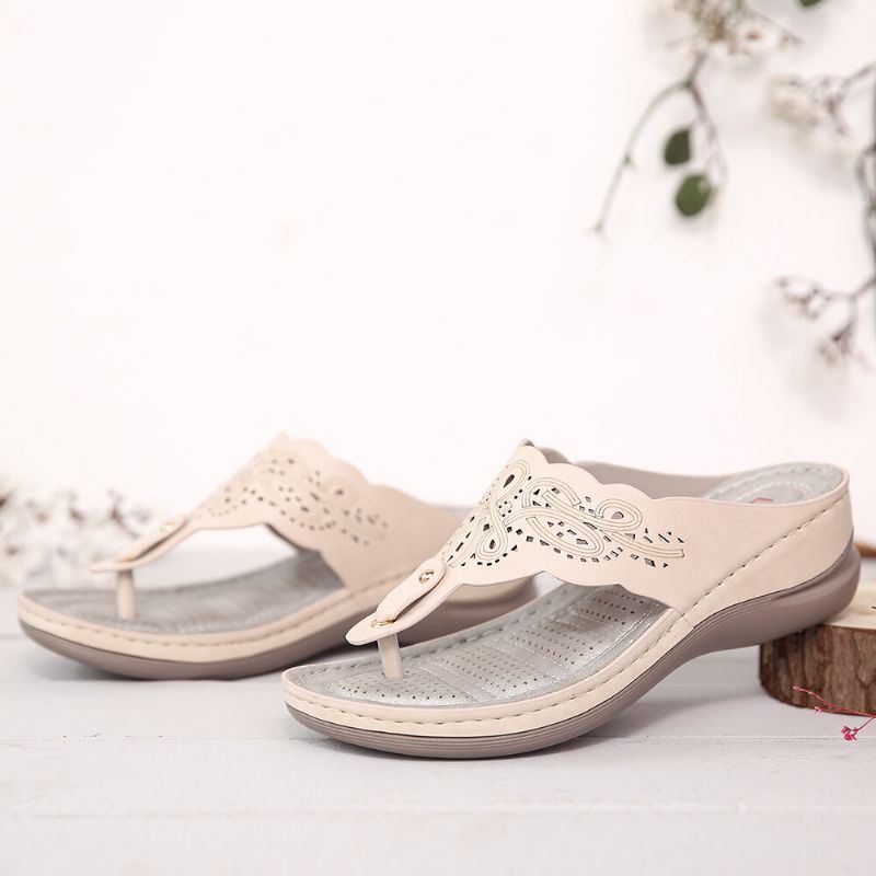 Dames Uitgesneden Teenslippers Clip Toe Slip On Casual Wedge Sandalen