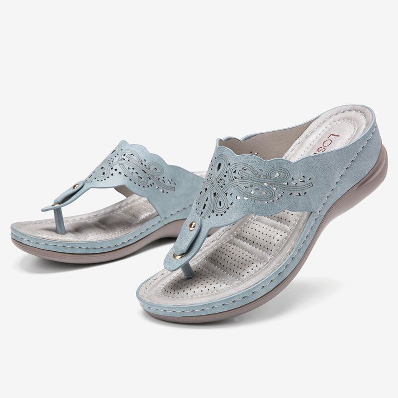 Dames Uitgesneden Teenslippers Clip Toe Slip On Casual Wedge Sandalen