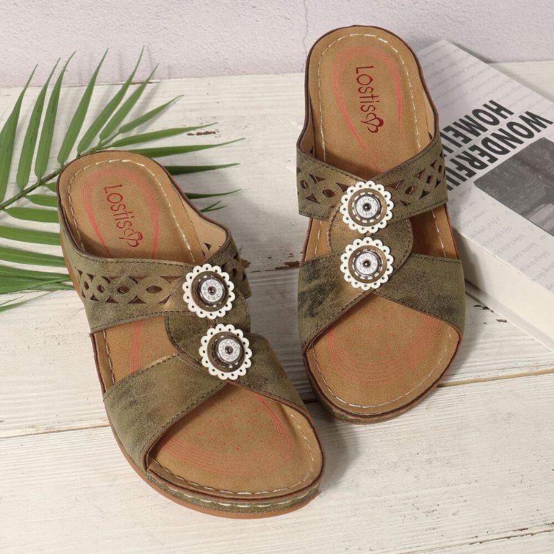 Dames Uithollen Open Teen Strand Wedges Casual Sandalen