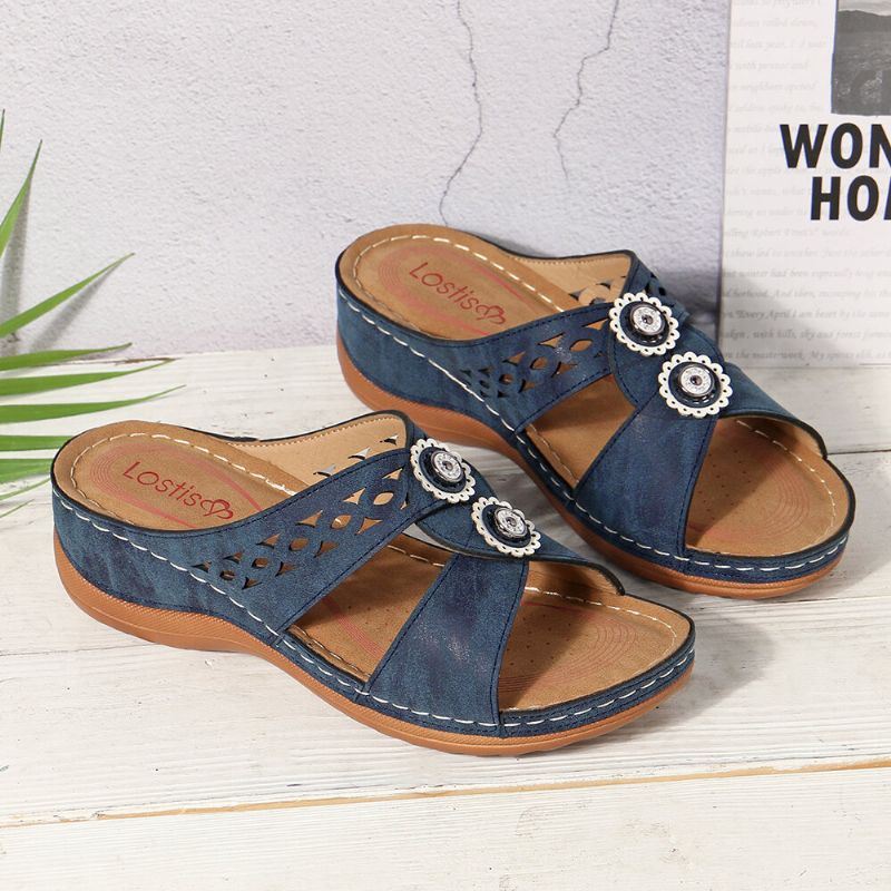 Dames Uithollen Open Teen Strand Wedges Casual Sandalen