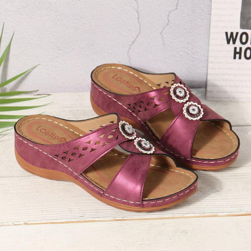 Dames Uithollen Open Teen Strand Wedges Casual Sandalen