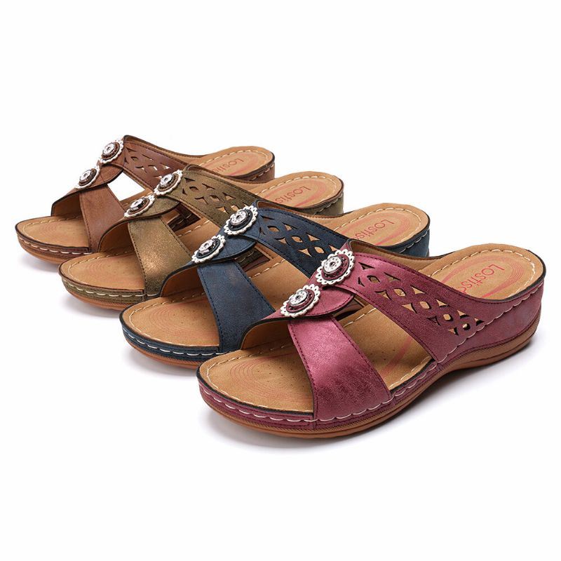 Dames Uithollen Open Teen Strand Wedges Casual Sandalen