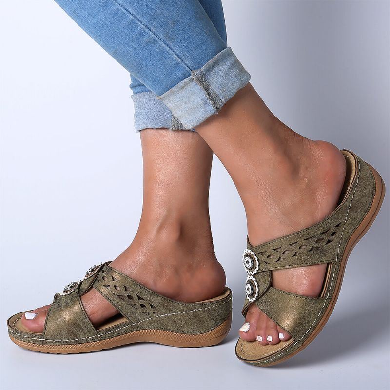 Dames Uithollen Open Teen Strand Wedges Casual Sandalen