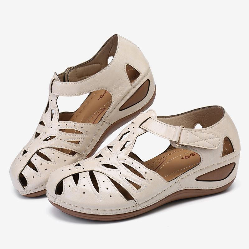 Dames Uitsparing Ademend Verstelbare Band Casual Wedge Sandalen