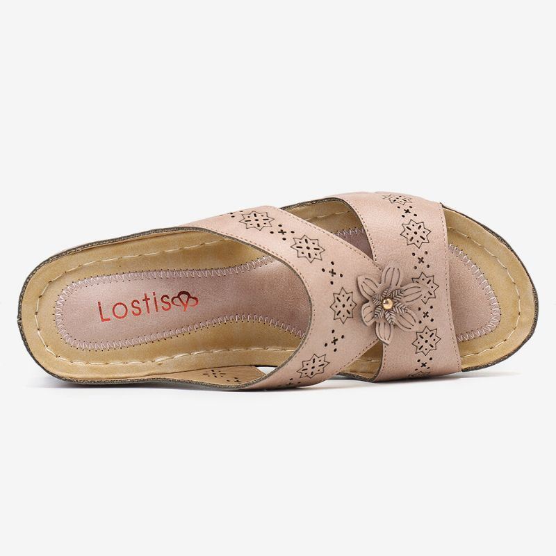 Dames Uitsparing Open Teen Zachte Zool Slip On Casual Dagelijkse Zomer Wedge Sandalen