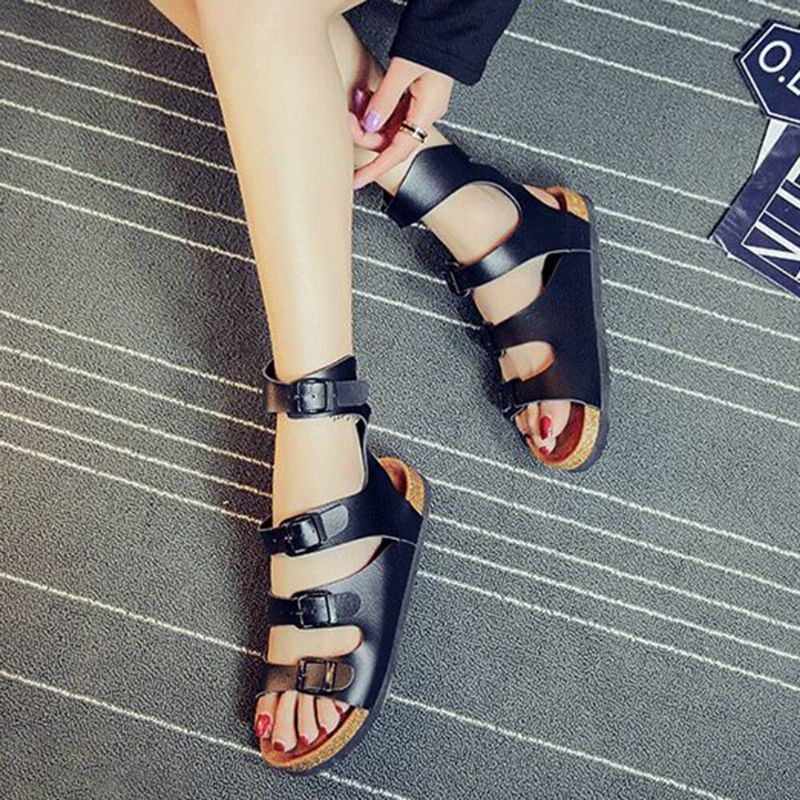 Dames Verkocht Kleur Comfortabele Open Teen Gesp Zachte Kurk Sandalen